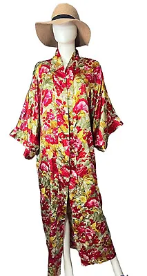 Vintage JESSICA LYNN Peignoir Floral Kimono Sleeve Sz Xl • $34.95