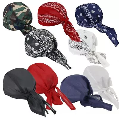 Bandana Head Scarf Zandana Head Wear Wrap Hat Cover Skull Pattern Paisley Plain • £4.99