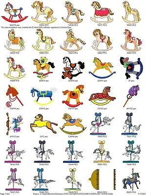 139 Carousel Horses Embroidery Machine Designs Collection Pes Jef Hus Dst Exp • $7.95