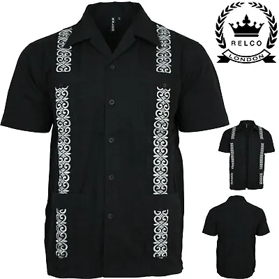 Relco Mens Embroidered Bowling Shirt Rockabilly Retro 50s 60s Club Swing Lounge • £34.99