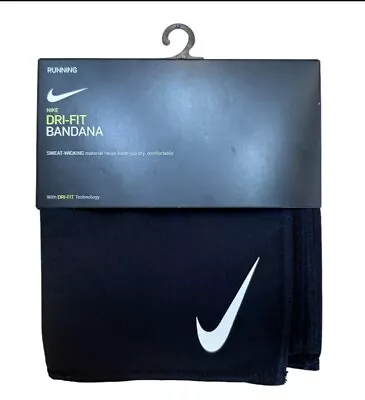 £24.75 • Buy NIKE Dri-FIT Bandana Running Swoosh Logo Sweat-Wicking Unisex Black N1003498 NWT