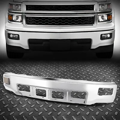 For 14-15 Chevy Silverado 1500 Chrome Front Bumper Face Bar W/ Fog Light Holes • $289.88