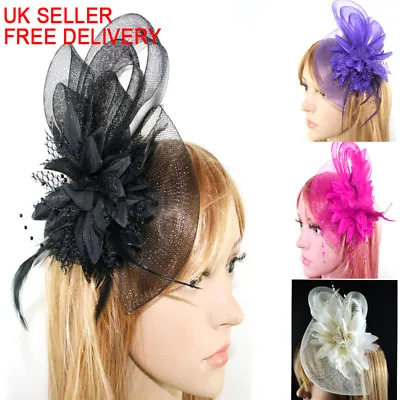 £5.94 • Buy Beaded Feather Hair Fascinator Bunny Hair Clip Headband Mess Wedding Royal Races
