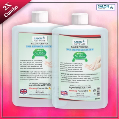 £6.59 • Buy 2X Pure Acetone Dissolve Nail Polish & Acrylic Nail Tips UV Gel Remover Soak Off