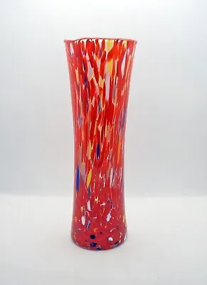 New Murano Murrine Colorful Red Vase Casanova Art Glass Murano Island Italy • $85.49