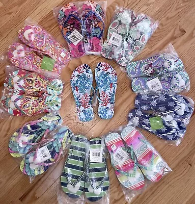 VERA BRADLEY Flip Flops MEDIUM M 7-8 CHOOSE YOUR PATTERN Sandals NWT NIP RETIRED • $19.95