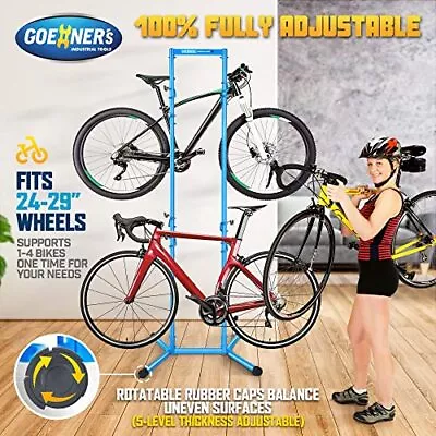 Blue Pro Tower 4 Bike Rack Standing Bicycle Indoor Storage Garage Heavy Duty • $119.97