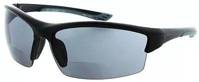 Cougar FS2 Sport Wrap .5-Rimless Bifocal Reading Sunglasses In Black&Grey(+2.50) • $12.95