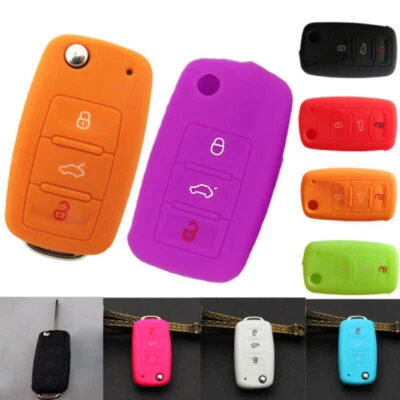 $4.48 • Buy Silicone 3Button Remote Key Cover Case Shell For VW Golf Bora Polo SEAT Skoda