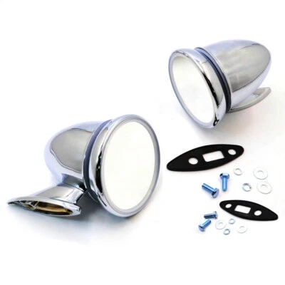 $85.69 • Buy Racing Vintage Car Classic Model Chrome Torpedo Bullet Style Wing Door Mirror Lr