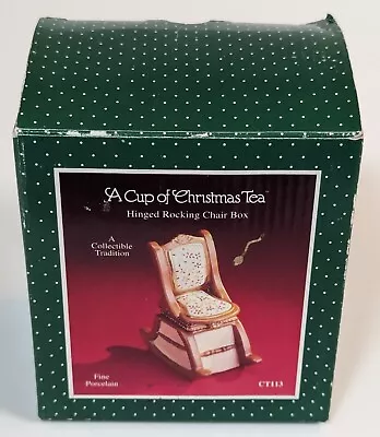 A Cup Of Christmas Tea Hinged Rocking Chair Box 1998 Excellent Condition • $34