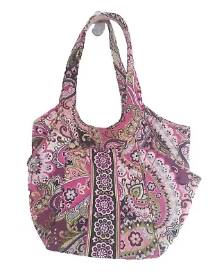 Vera Bradley Very Berry Tote Bag Purse Fuchsia Pink Brown Purple Paisley  • $19.99