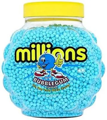 Millions Blue Tiny Tasty Chewy Sweets Bubblegum Flavour 2.27 Kg Plastic Jar • £26.99