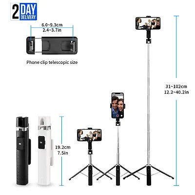 40  Selfie Stick Bluetooth Remote Phone Holder Tripod Stand For IPhone Universal • £10.49