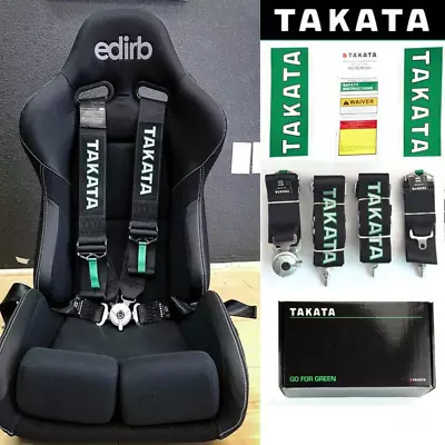 Takata Seat Belt Racing Harness 4 Point Snap-On 3 Camlock Universal BLACK COLOUR • $99