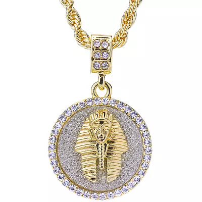 Men's Egyptian Pharaoh Medallion Pendant 24  Rope Chain Necklace HC 2051 G / S • $11.99