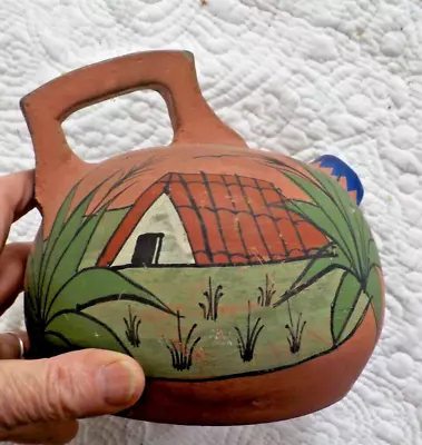 Vintage Tlaquepaque Mexican Pottery Opaque Ball Jug Pitcher 6  • $22.50