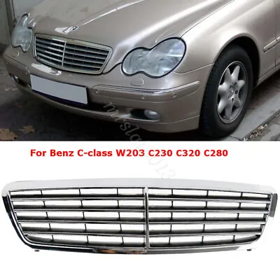 Chrome Front Bumper Hood Sport Grille For Mercedes Benz W203 C-Class C180 C200 • $61.90