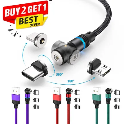 180+360° Rotate Magnetic Phone Charger Cable For Micro USB/Type C/iPhone Samsung • $8.89