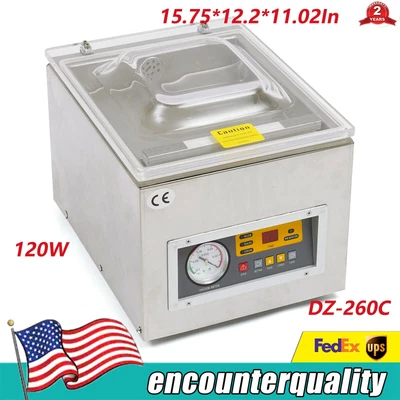 $290.46 • Buy Tabletop Sealer Chamber 120W Commercial Vacuum Sealing Packaging Machine DZ-260C