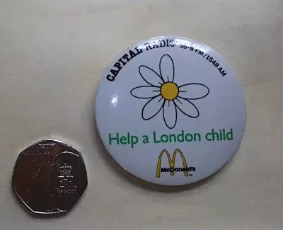 Vintage McDonald’s Capital Radio “Help A London Child” Pin Badges X4 • £2