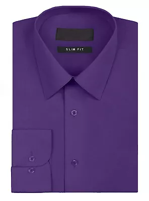 Omega Italy Men's Premium Slim Fit Button Up Long Sleeve Solid Color Dress Shirt • $23.68