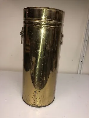 Gold Brass Plated Tall Storage Bucket Coal Scuttle Copper Band & Lion Design • £19.99