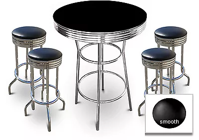 Counter Height 36  Tall Black Bar Table Set W/ Retro Style 24  Chrome Bar Stools • $739.88