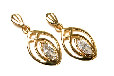 9ct Gold CZ Drop Celtic Earrings Made In UK Gift Boxed • £109.99