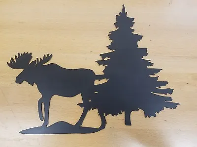 Moose With Pine Tree Metal Wall Art Plasma Cut Sign Gift Idea  • $49.99