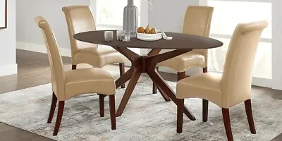 MCM Oval Walnut 5 Peice Dining Room Set With Marble Table Top • $450