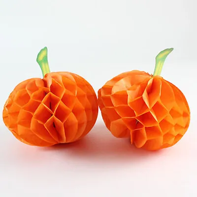 Halloween 3D Pumpkin Honeycomb Centrepiece Table Decorations - Pack Of 2 • £1.02