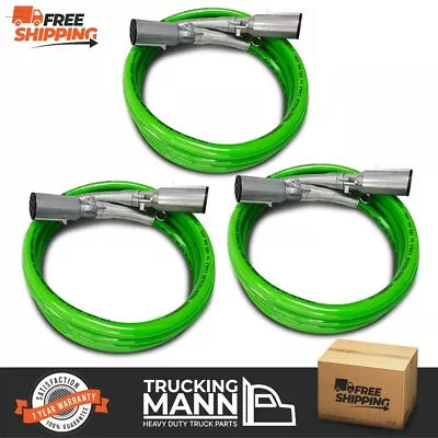 Truckingmann 12Ft 7-Way ABS Trailer Tractor Green Cord Electric Power Cable 3PCS • $143.99