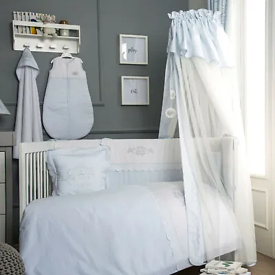 Funnababy Nursery Baby Prince Blue & White Cot Hanging Drape Mosquito Net & Rod • £85