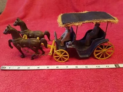 Original Vintage Stanley Toys Cast Iron Horse Drawn Surrey Buggy 1940's USA • $65.95