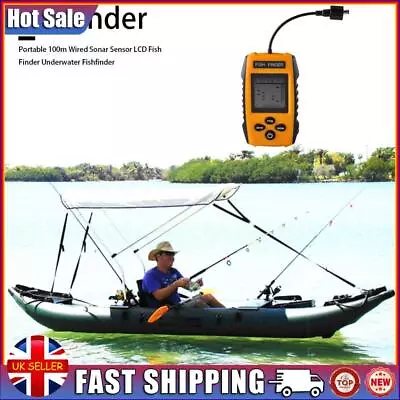 Echo Sounder Wired Sonar Fish Finder LCD Screen 100m Depth Locator Fishfinder • £33.09