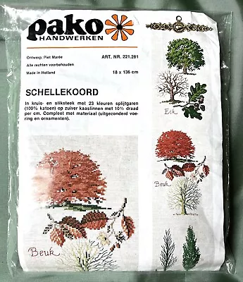 £14.99 • Buy TREES LEAVES NATURE Bell Pull Counted Cross Stitch Kit Linen Wall Hanging