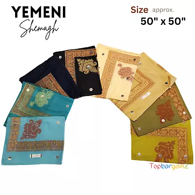 Yemeni Shemagh Embroidered Headscarf Keffiyeh Scarf Mens Womens Neck Wrap Arab • £13.90