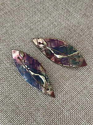 Artisan Crafted Vintage Enamel Copper Statement Earrings Circa 1980's • $8.99