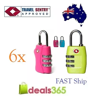 $28.08 • Buy 6 X 3 Digit TSA Approved Combination Locks Travel Luggage Padlock Suitcase