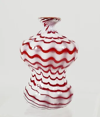 Victorian Nailsea ? End Of Day Ruby & White Double Gourd Single Stem Vase  • £48.99