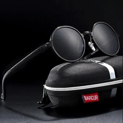 BARCUR Hot Black Goggle Round Sunglasses Luxury Sun Glasses UV400 Eyewear • $30
