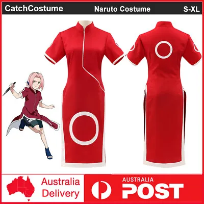 Anime Naruto Haruno Sakura Cosplay Costume Women Halloween Party Fancy Dress • $39.14