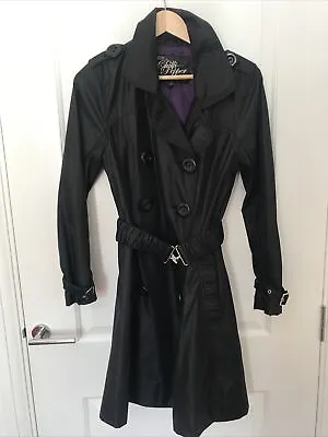 Chilli Pepper London Trench Coat Size 10 Black ( Not Leather ) • £24.99