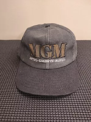 Vtg MGM SnapBack Embroidered Logo Hat Cap Metro Goldwyn Mayer Movie Studios Gray • $29.99
