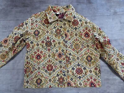 Monterey Bay Vintage Brocade Tapestry Floral Jacket Shacket Renaissance Art M/L • $38.29