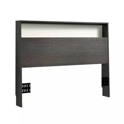 Sauder Headboard Full/Queen Storage Trough Composite Charcoal Ash/Pearl Oak • $190.30