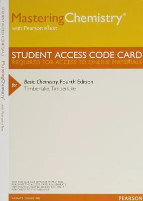 MasteringChemistry With Pearson EText -- ValuePack Access Card -- For Basic • $7.16