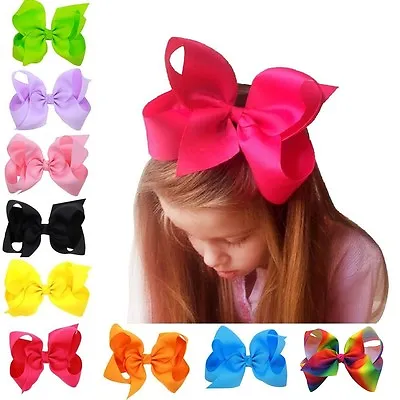 3  4  5  6  8  Inch Boutique Hair Clip Pin Alligator Grosgrain Ribbon Bow Girl • £1.89