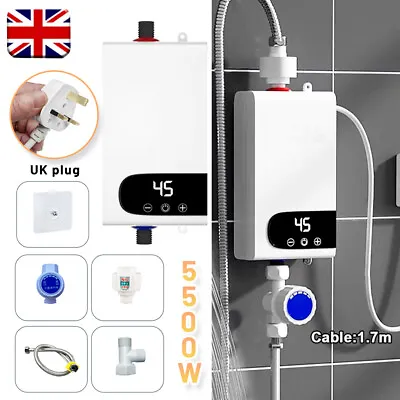 Electric Tankless Instant Water Heater Shower Head Kitchen Under Sink Bathroom • £41.99